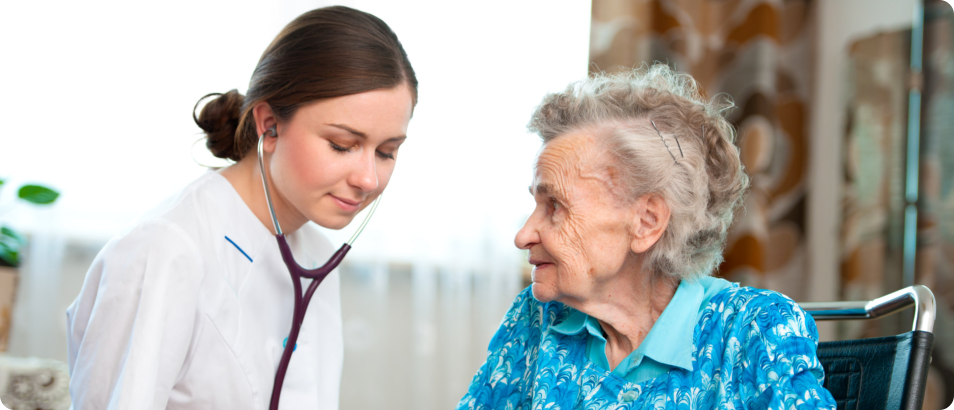 senior woman with a female nurse