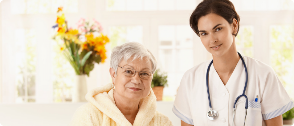 senior woman with a female nurse