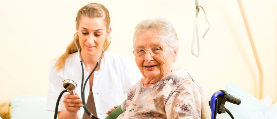 senior woman with a female nurse